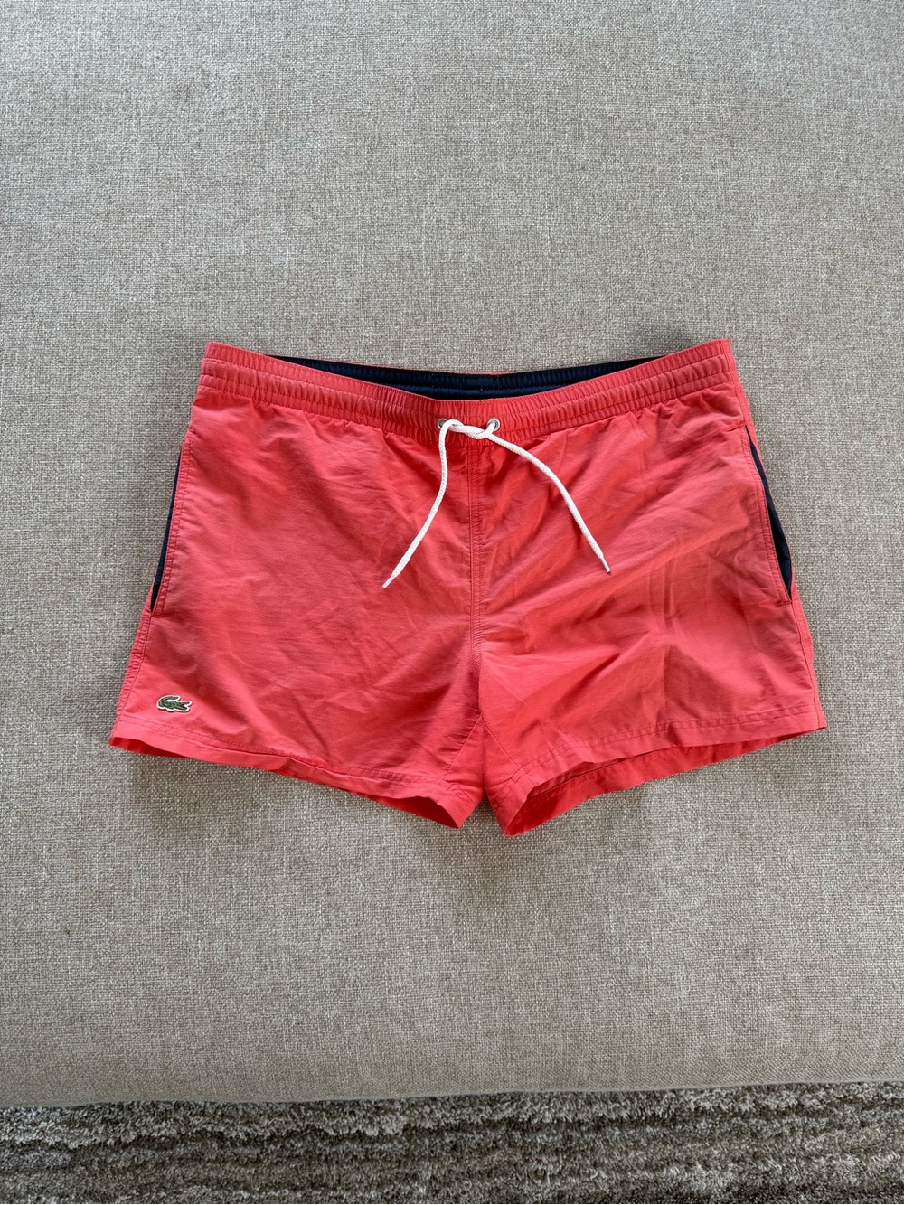 Lacoste Men’s Coral Red Swim Trunks Shorts Size M